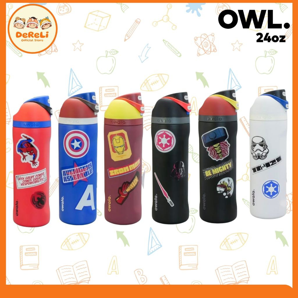 Owala Marvel - Owala 24oz - Tumbler Owala Bottle - Derli Official Store - Spiderman - Captain Americ