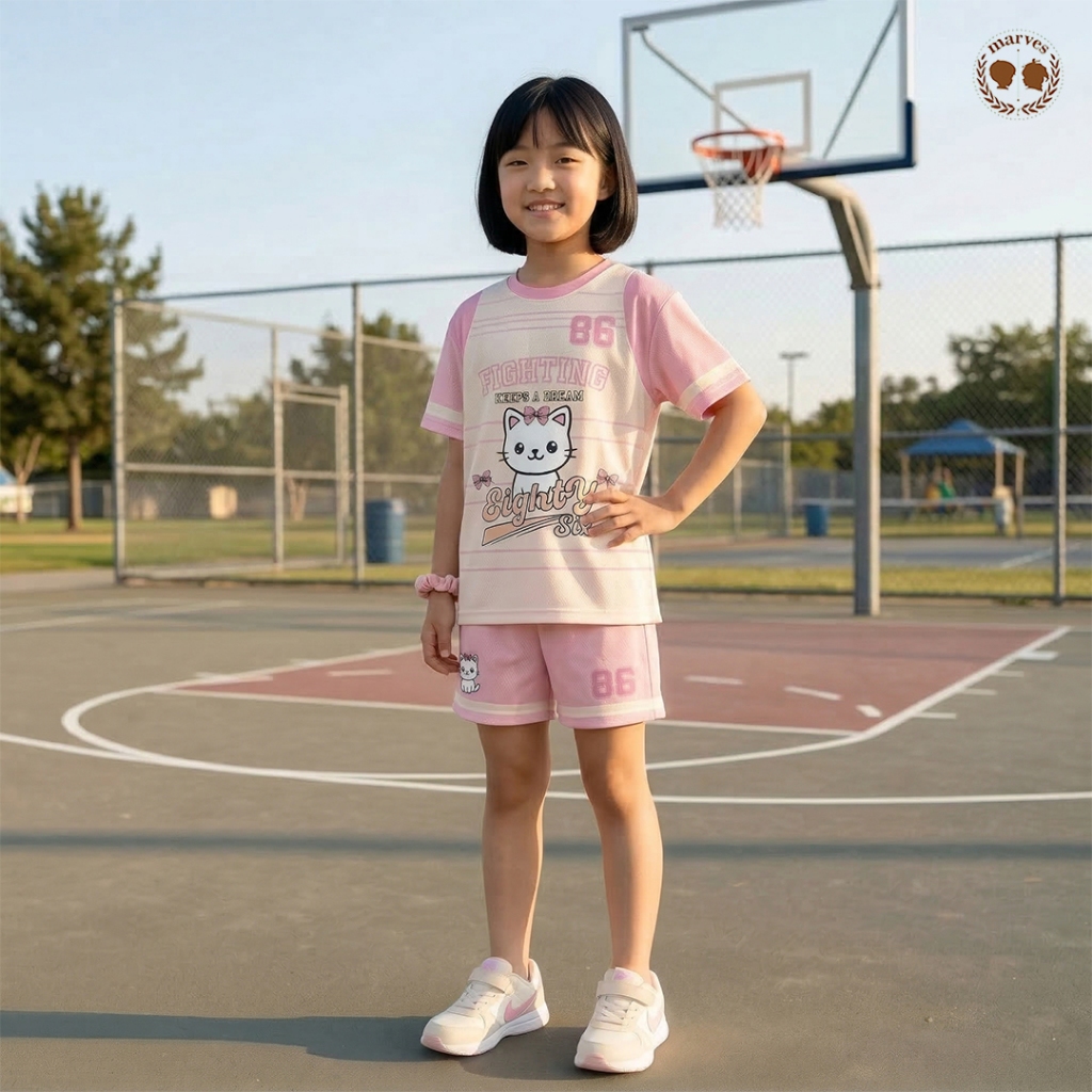 Marves Xena Jersey Set for Girls Sports T-Shirt Pants อายุ 1 ถึง 8 ปี