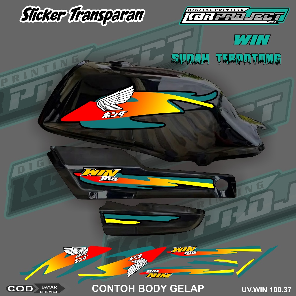 WIN 100 COOL PREMIUM TRANSPARENT STRIPING สติ๊กเกอร์ HONDA RACING VARIATION LINES 37 ตัด