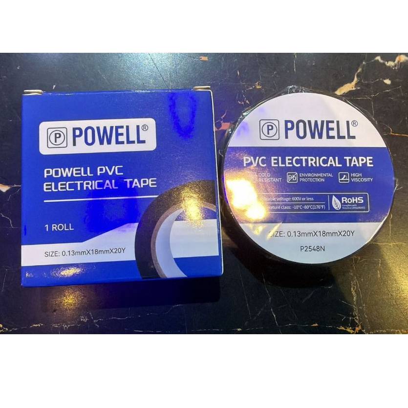 เทปกล่อง Powell/ ฉนวนสายไฟ/เทปท่อสีดํา/เทปไฟฟ้า PVC Powell