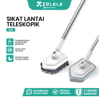 ZOLELE C4 Sikat Kamar Mandi Serbaguna 2 In1 Pembersih Lantai Kamar Mandi Gagang Panjang