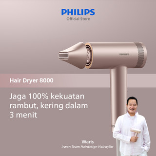 Philips | Hair Dryer 8000 BLDC | Pengering Rambut | Jaga 100% kekuatan rambut, kering dalam 3 menit! | BHD837/00