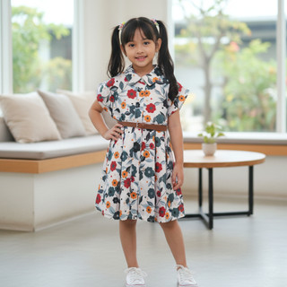 NAJWA - LANGSUNG KIRIM Dress Rinova Anak Perempuan Model Kemeja Terbaru / Fashion Dress Anak Perempuan FREE BELT Korean Style Terlaris