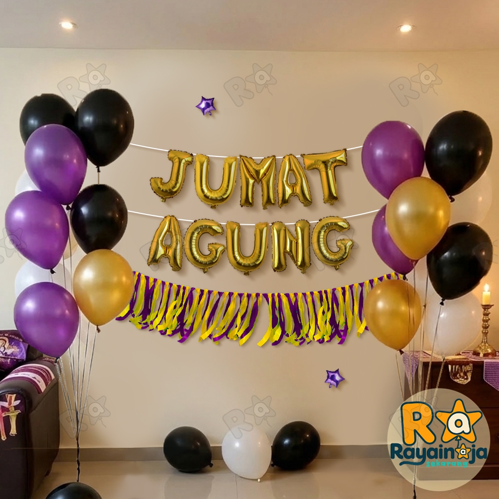 Rayain Aja Simple Great Friday ชุดตกแต่ง / ตกแต่งวันศุกร์พิเศษ / ตกแต่งบอลลูน Great Friday / Good Fr