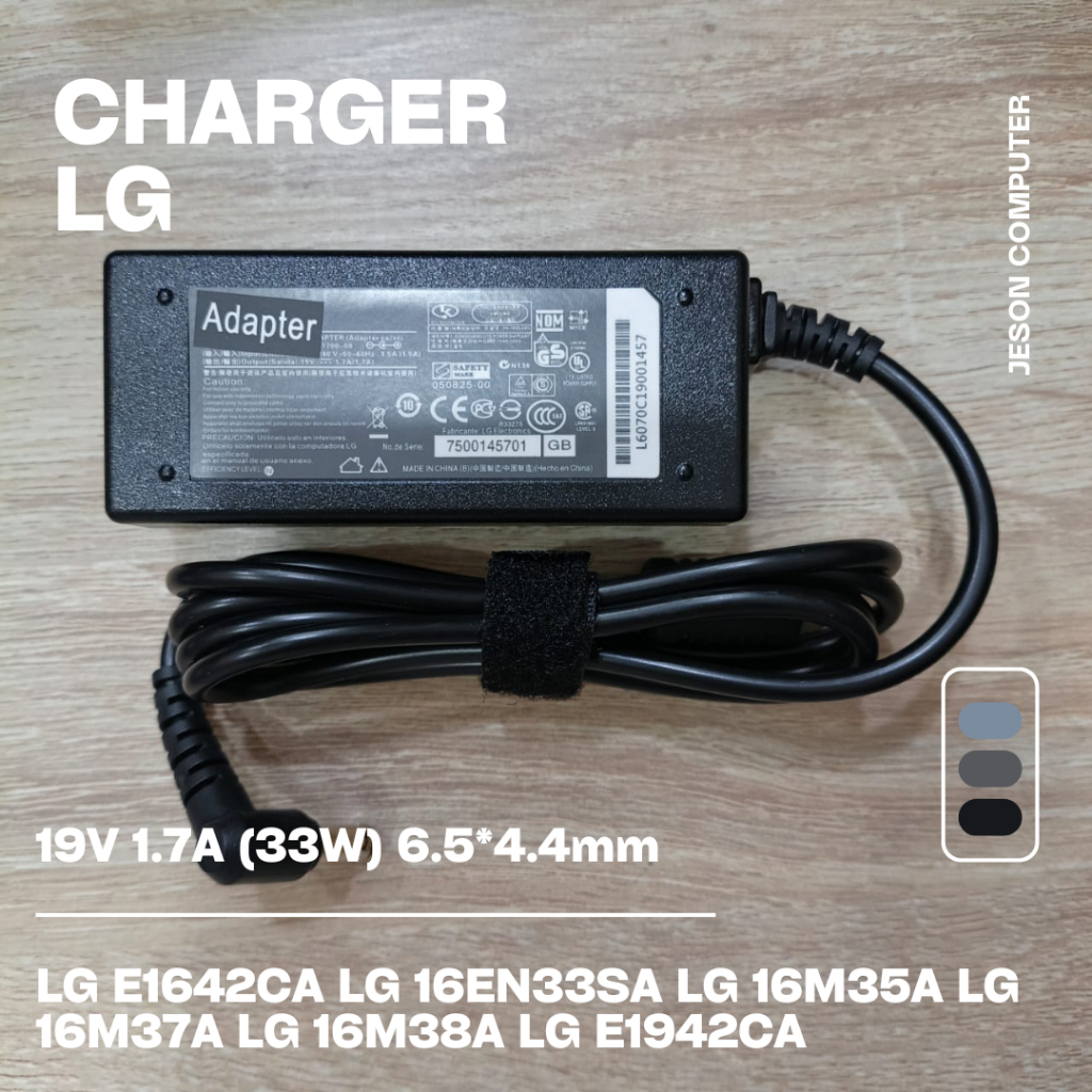 LG E1642CA แล็ปท็อปอะแดปเตอร์ชาร์จ LG 16EN33SA LG 16M35A LG 16M37A LG 16M38A LG E1942CA 19V 1.7A (33