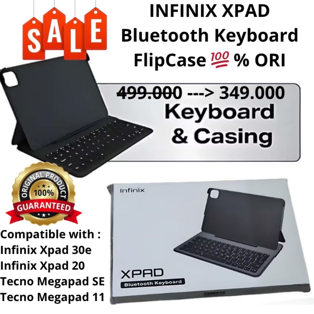 INFINIX KEYBOARD CASE INFINIX XPAD คีย์บอร์ด FLIPCASE ดั้งเดิม 100% แท็บเล็ต BLUETOOTH XPAD