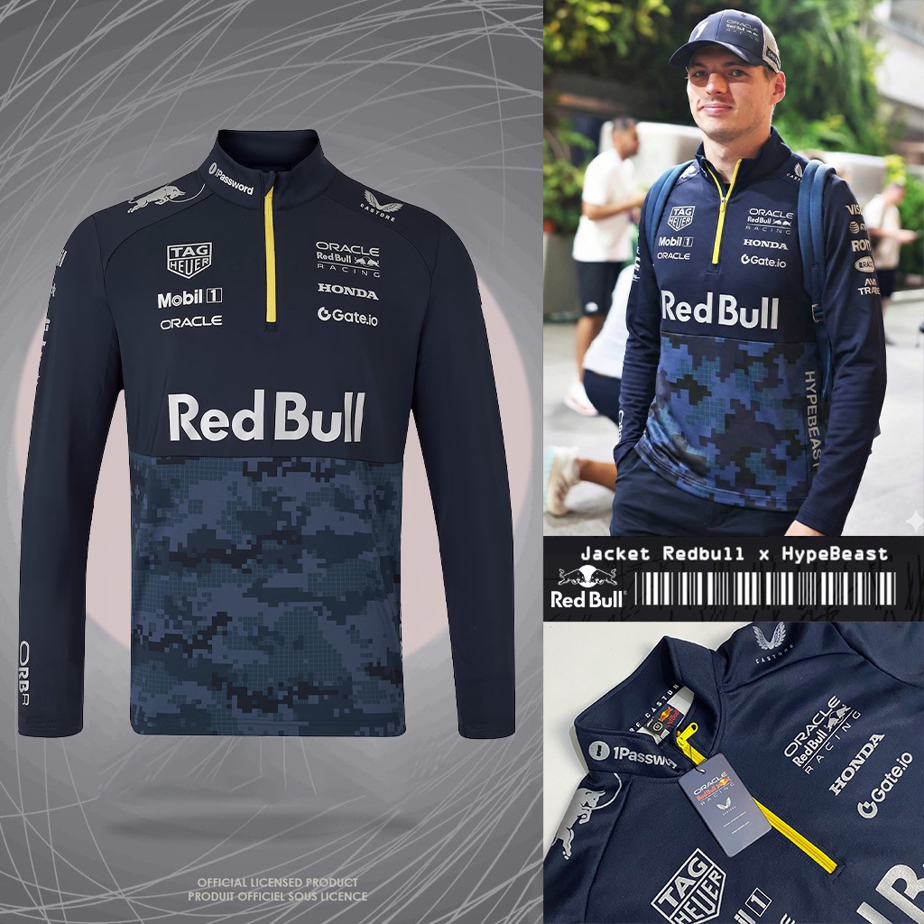 Red Bull Racing Jacket F1 x HypeBeast 2025 Special Edition 1/4 Zip Sweatshirt - เสื้อแจ็คเก็ตสีแดงผู