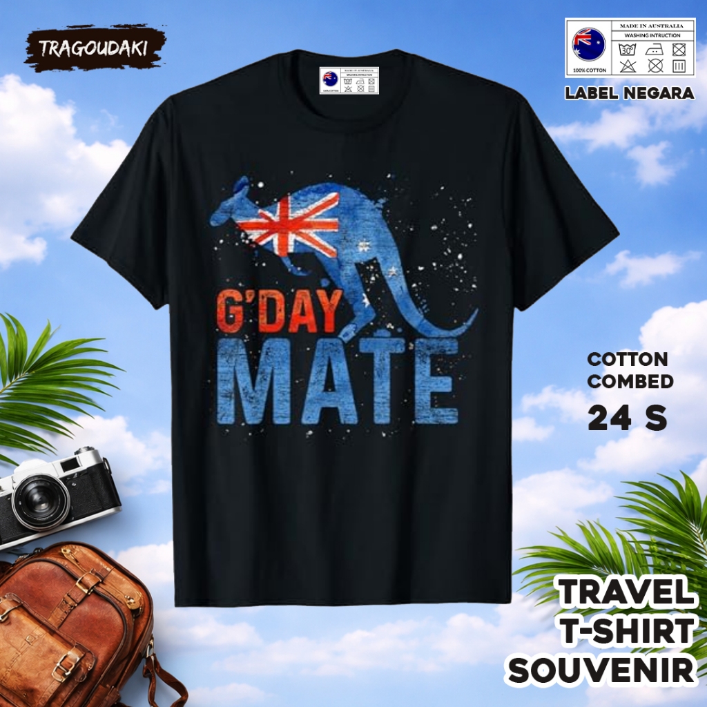 เสื้อยืดของที่ระลึก AUSTRALIA AUSTRALIA เสื้อผ้าของที่ระลึก 2 Tag ทําจากผ้าฝ้ายหวี 24s