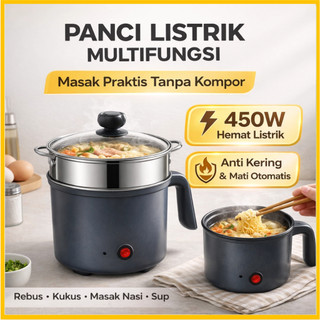 Panci Listrik Multifungsi 18CM 450W Anti Lengket / Electric Fry Pan Mini Cooker Hemat Listrik & Anti Kering