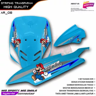 TRANSPARENT VARIATION STRIPING YAMAHA MIO SPORTY MIO SMILLE สติ๊กเกอร์ CARTOON MOTIF SUPER MARIO สติ๊กเกอร์ SIMPLE ภายนอก