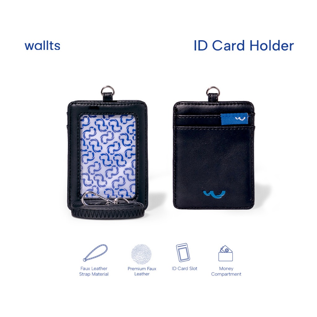 Wallts Aiken Leather - การ์ด Id ป้ายชื่อเชือกเส้นเล็ก