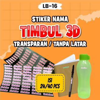 Stiker Label 3D Timbul Nama Anak Untuk Buku Peralatan Isi 24 pcs / 40 pcs / 80 pcs Free Custom Nama