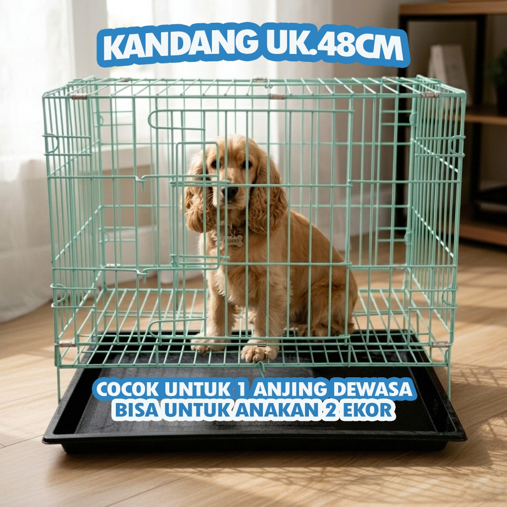DOG CAGE UK.48 - ฟรี LADDER RACK, NAME TAG, TRAY - UK.48 X 30 X 38, สามารถพับได้