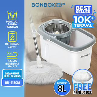 [DAPAT 2 REFILL] BONBOX PREMIUM Alat Pel Lantai Ember 2in1 DAPAT 2 KAIN PEL Ember Spin Mop Mencuci Membilas Pembuang Air Otomatis BCT3612B