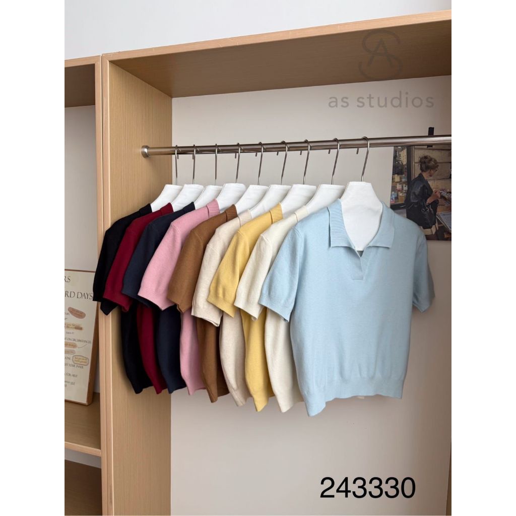 เสื้อถักผู้หญิงคอปกพรีเมี่ยม ONE K 243330 เสื้อไหมพรม