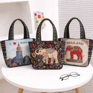 TAS TOTE MOTIF MEKKAH MADINA GAJAH HEWAN WANITA  / TAS TOTEBAG ANEKA MOTIF / HANDBAG / TFW 66