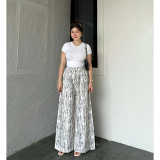 Laura Everyday Pants - Abstract Pattern - Long Pants Baggy Office CollegeWanita - Pinstripe Culottes - Formal Casual Pants Wanita