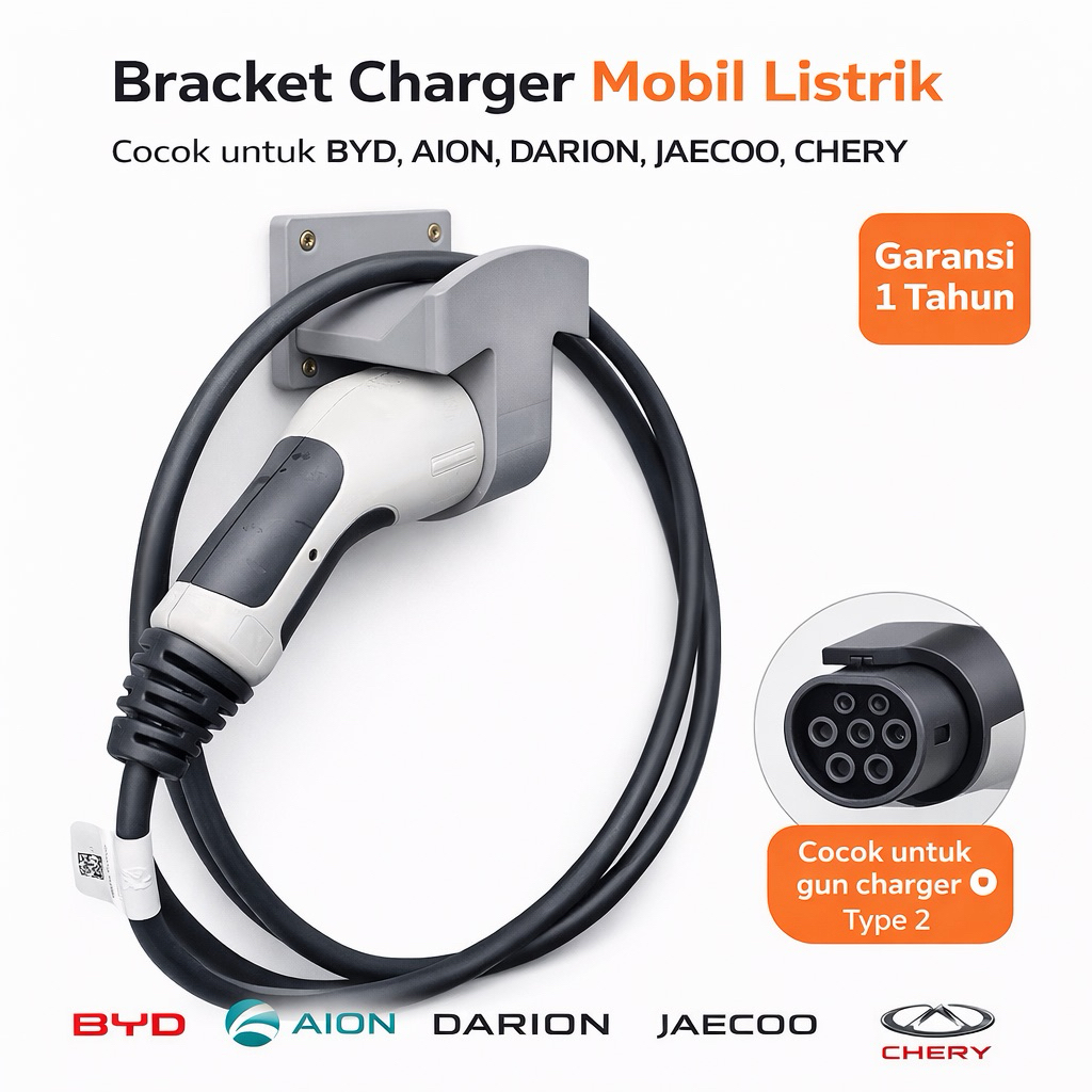 ขายึดปลั๊กที่ชาร์จรถยนต์ไฟฟ้าสําหรับทุกประเภท BYD, Cherry, Wuling, Jeep EV Type 2