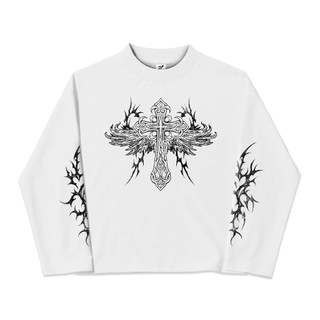 Notice Longsleeve Boxy White Godbless | Kaos Lengan Panjang Streetwear 20s