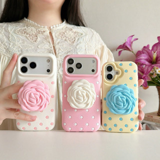 GLEAMSWEAR.ID | POLKADOT FLOWER GRIPTOK 3D SILICONE SOFT CASE IPHONE 13 14 15 16 17 PRO PROMAX