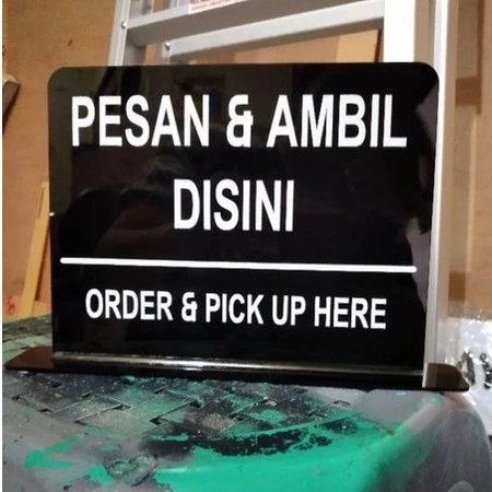 Order & Pick Up Here / Message & Take Here Sign In Standing อะคริลิคนูน