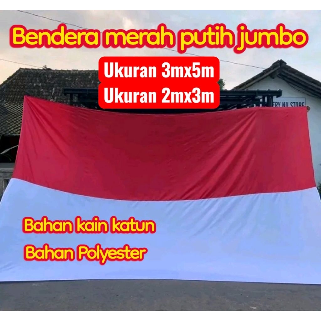 KATUN MERAH ธงขาวจัมโบ้ ขนาด 3mx5m และ 2mx3m ผ้าคอตตอน