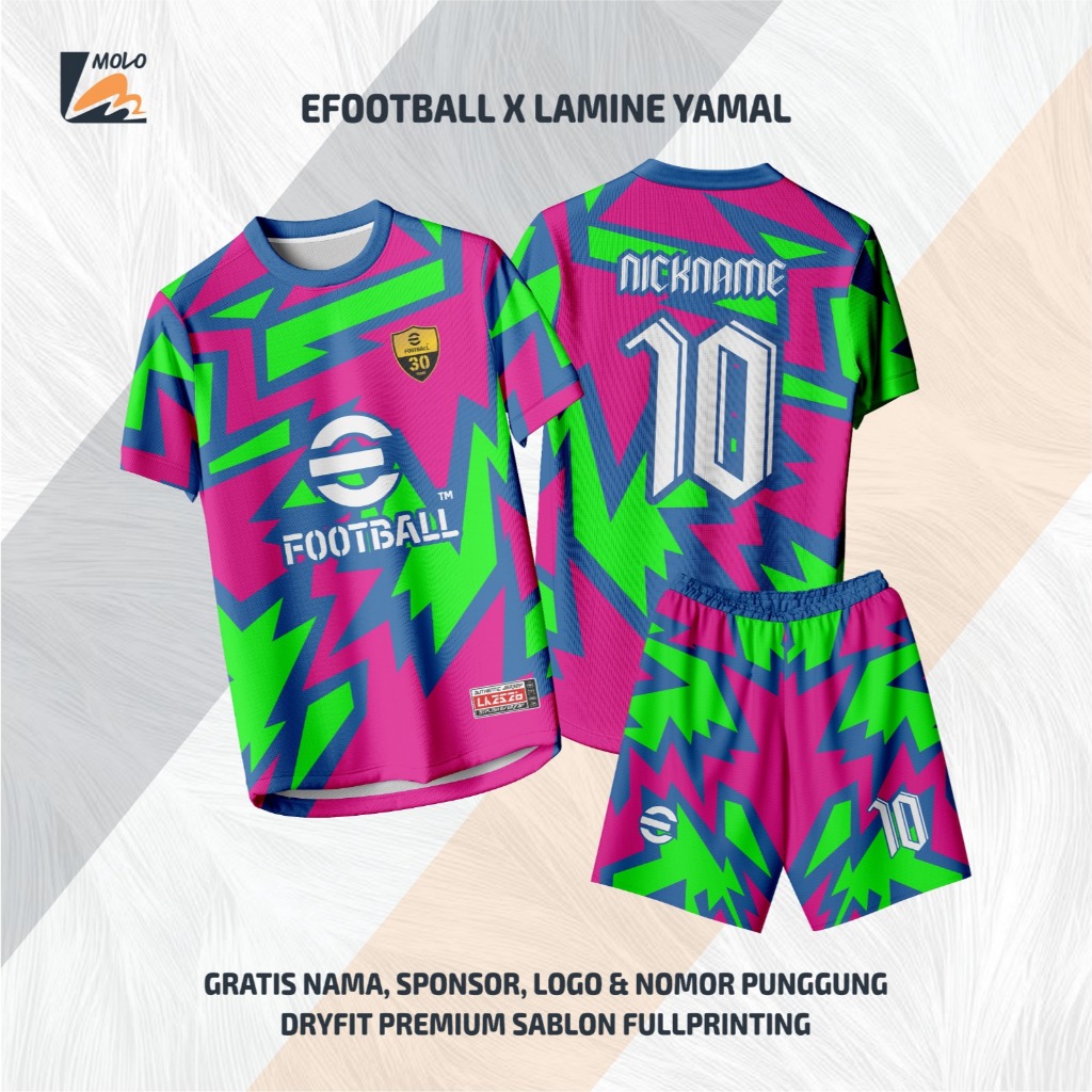 EFOOTBALL X LAMINE YAMAL Pink Supporter Football/Futsal Jersey ฟรีชื่อที่กําหนดเองและหมายเลขด้านหลัง