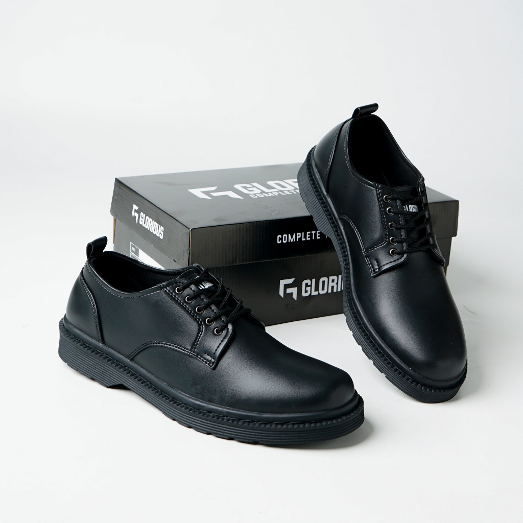 Glorious Footwear - Jhonson Black รองเท้าทางการสําหรับผู้ชายและผู้หญิงทํางานลําลองสํานักงานสีดําOxfo