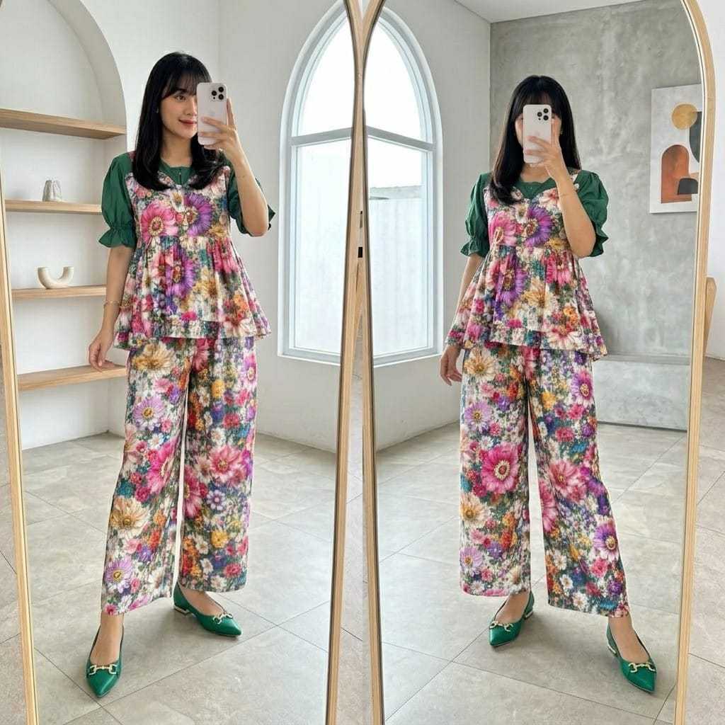 ALISA SHORT SLEEVE RAYON SET LD 110 // ONE SET RAYON MOTIF // LATEST WOMENS SET MUSLIM FASHION // LA
