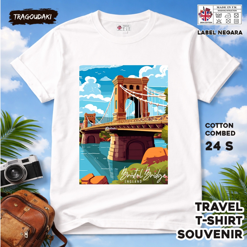 ENGLAND ของที่ระลึก T-SHIRT UK 80 เสื้อของที่ระลึก วัสดุผ้าฝ้ายหวี 24 วินาที