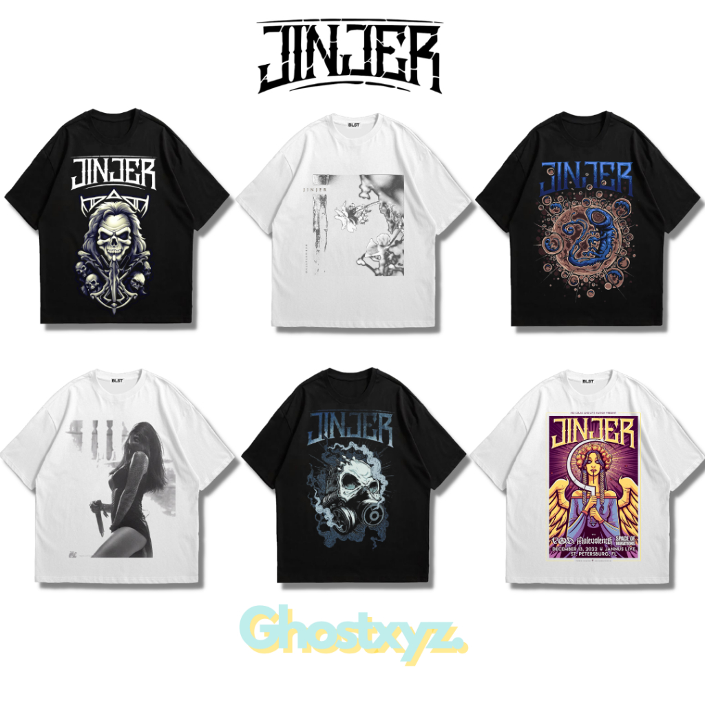 เสื้อยืด Ghostxyz Jinjer Black White Oversize Vintage Tee