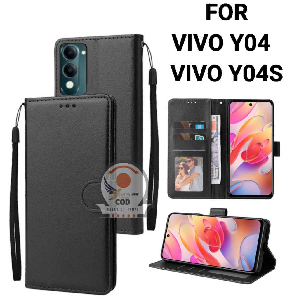 ปลอก Hp Cover hp สําหรับ VIVO Y04 / VIVO Y04S Leather Flip Case Wallet