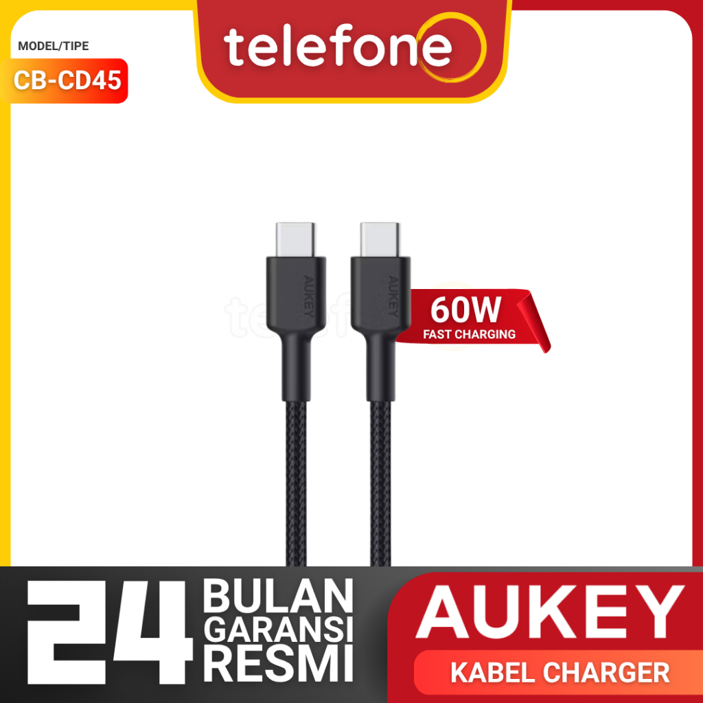 AUKEY สายชาร์จ Type C CB-CD45 USB-C ถึง USB-C ความยาว 90 ซม. ชาร์จเร็ว