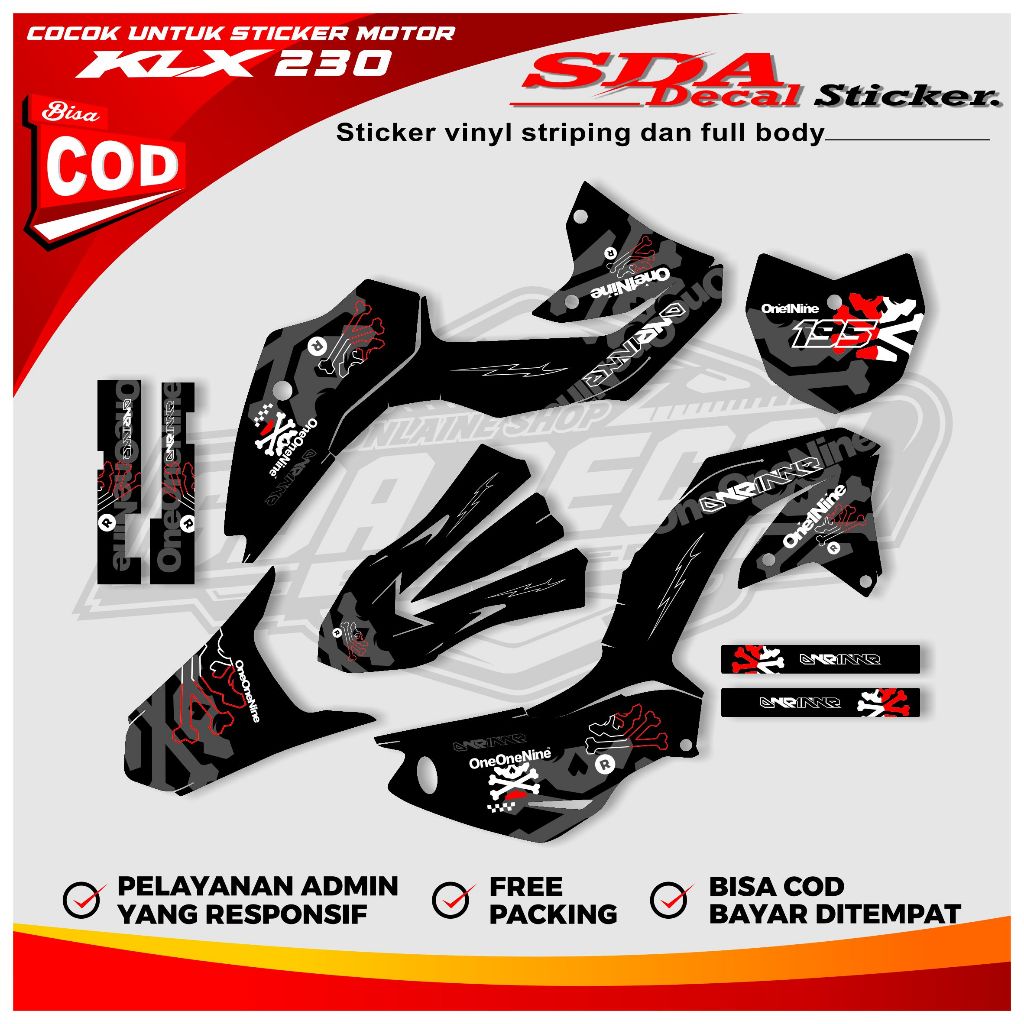 KLX 230 Full Body Decal Sticker - KLX 230 Full Body Decal สติกเกอร์สามารถปรับแต่งชื่อและหมายเลข SDA.