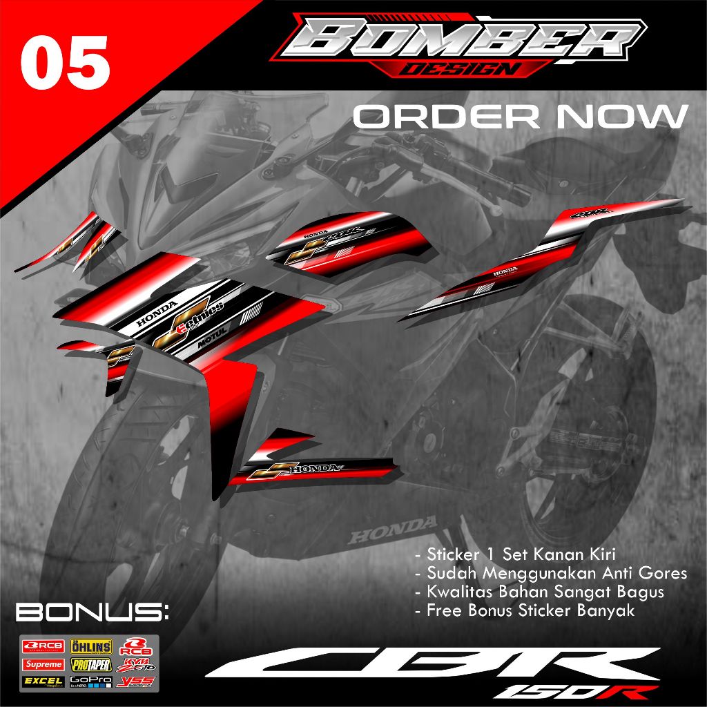 Striping CBR 150R Facelift 2016-2019 ล่าสุด Cbr 150r Facelift สติกเกอร์ BMB.05