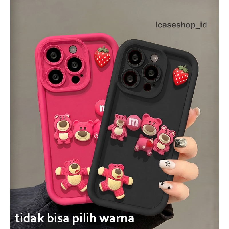 IC BEAR4 SS994 CASING COVER 3D STRAWBERRY PINK COMPATIBLE สําหรับ REALME 5 5i 7i 10 11 C11 C12 C15 C