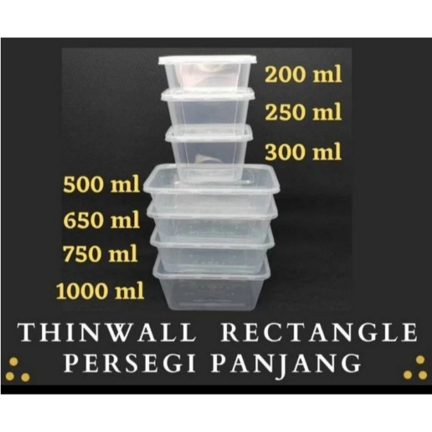 กล่องข้าว / กล่องใส่อาหาร Thinwall 200ml, 300ml, 500ml, 650ml, 750ml, 1000ml