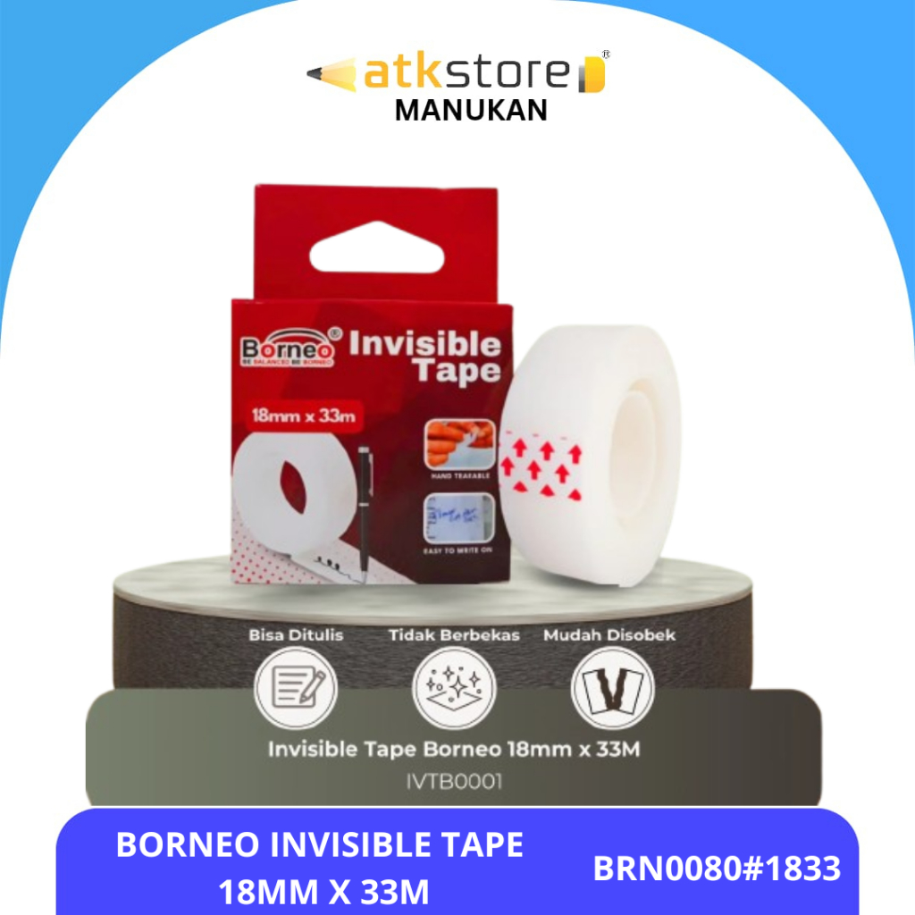 Borneo Invisible Tape 18mm x 33M - เมจิกเทปสามารถเขียนและไม่ได้ใช้ | BRN0080 1833
