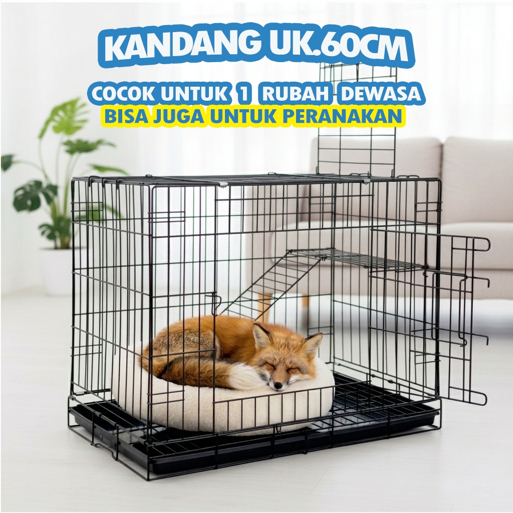 FOX CAGE UK.60 - ฟรี LADDER RACK, NAME TAG, TRAY - UK.48 X 30 X 38, สามารถพับได้