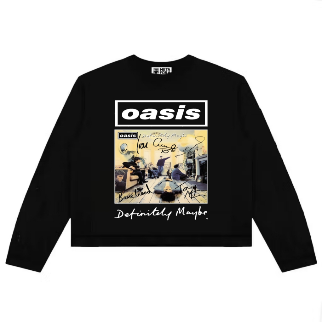 เสื้อยืด Metaphor Oasis Maybe แขนยาวตัด Boxy สีดํา