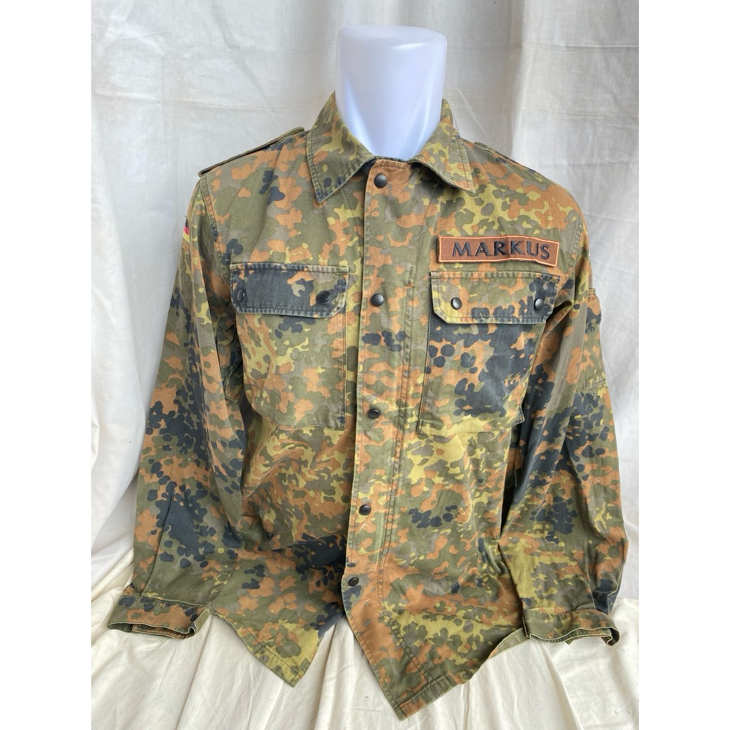 KEMEJA Original German Army Fleecktarn Camo BDU Shirt (36)
