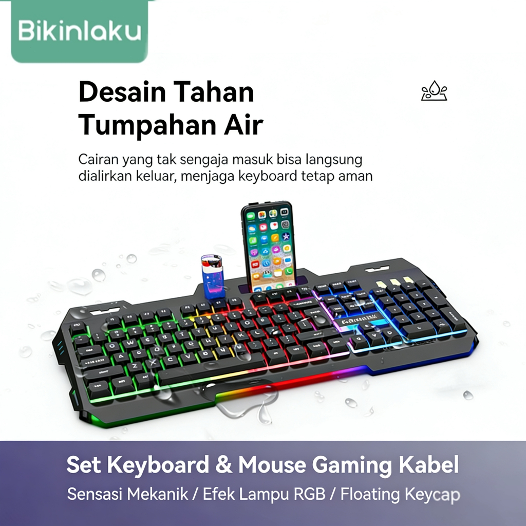 Bikaku k78 RGB คีย์บอร์ดเกมสาย USB สําหรับสาย RGB พร้อมขาตั้ง HP - Anti Splash Mechanical Feel สําหร