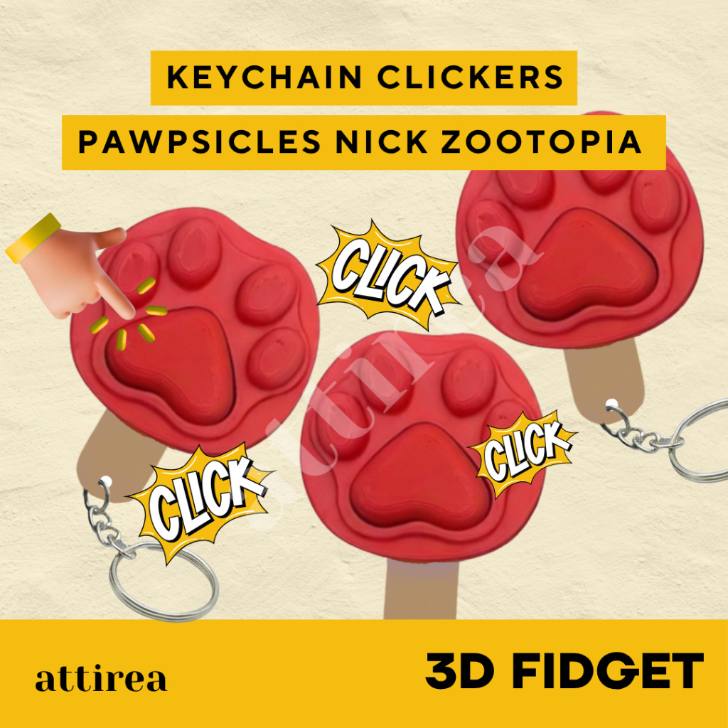 พวงกุญแจ GANTUNGAN Fidget Clicker - Pawpsicles Nick Zootopia | พวงกุญแจของเล่น ขนมขนมปัง Anti Stress