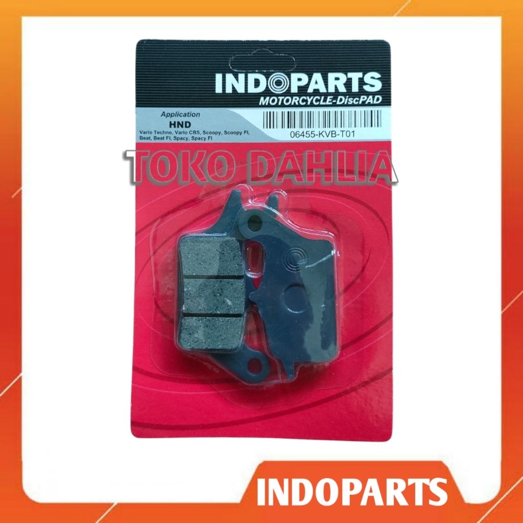 Indoparts 06455-KVB-T01 Discpad/ผ้าดิสก์เบรกหน้าสําหรับรถจักรยานยนต์ฮอนด้า 1 ชิ้น