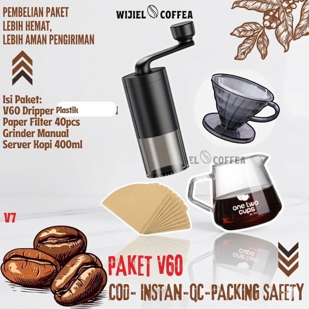 SET V60 COFFEE DRIPPER - V60 COFFEE TOOL PACKAGE - V60 - MANUAL COFFEE GRINDER - V60 COFFEE FILTER P