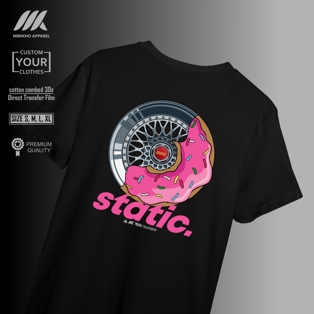 MIMKHO Static BBS Donuts เสื้อยืด / Static Racing เสื้อยืดขอบแข่ง /BBS X DONUTS
