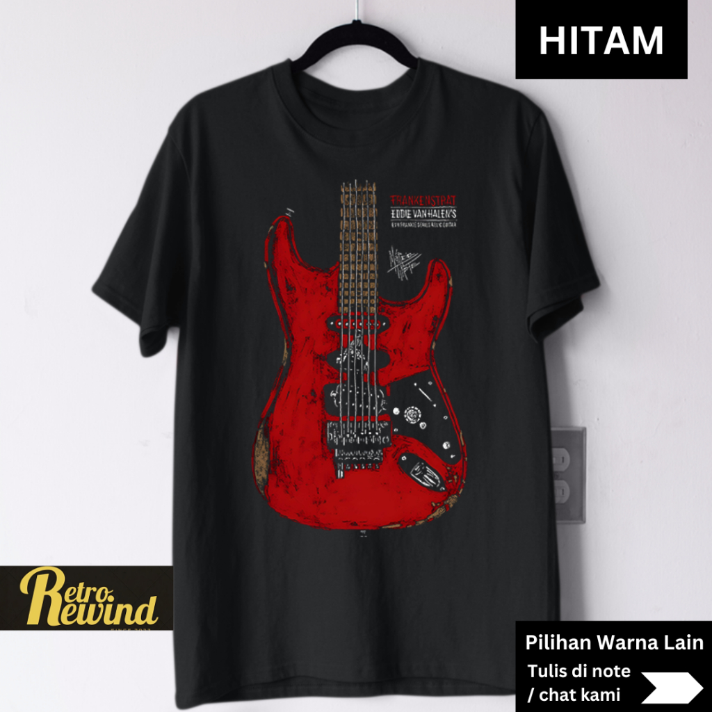 MERAH KATUN Van Halen Guitar Graphic Band T-Shirt – Rock Classic Eddie Style T-Shirt – Ikonik Red Gu