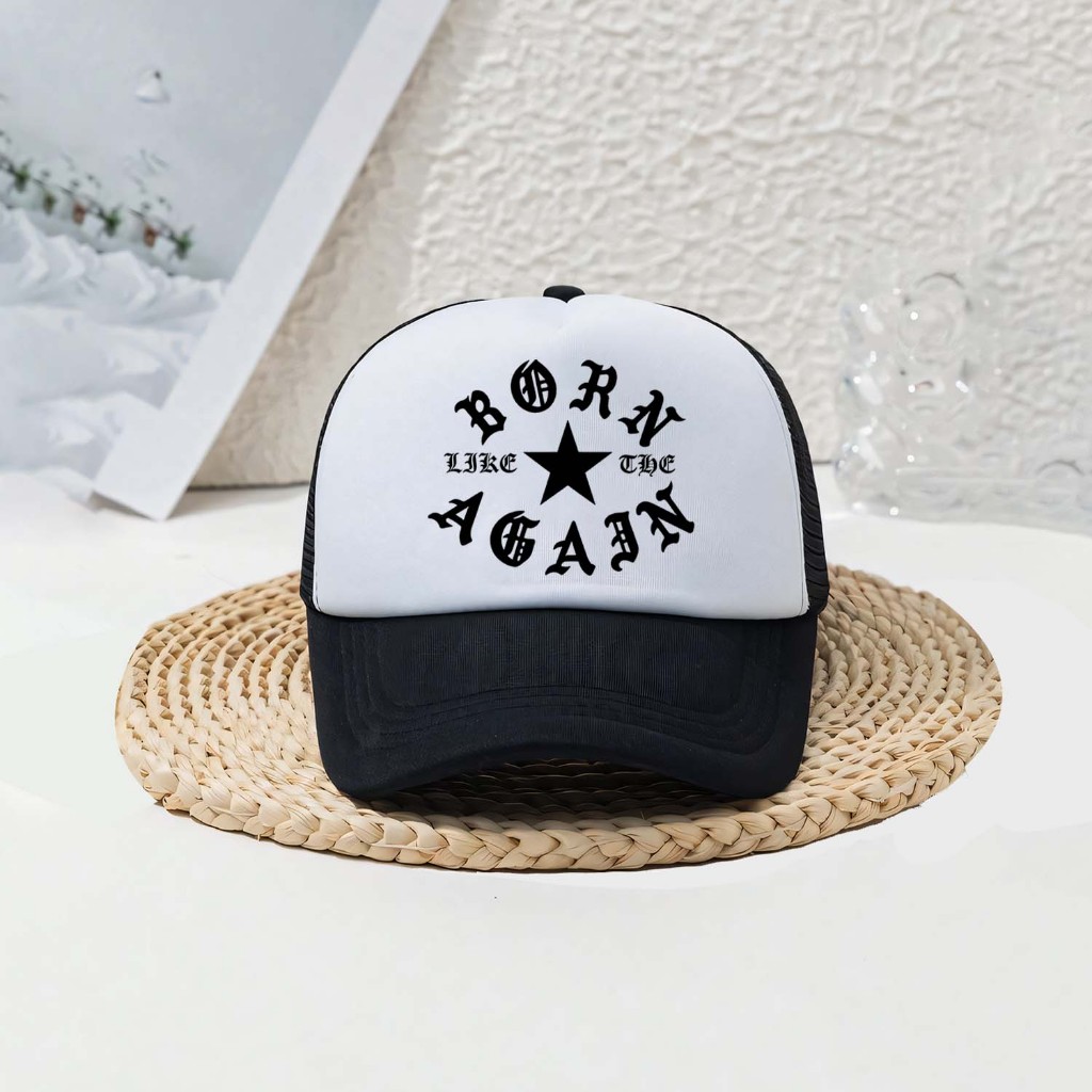 หมวกตาข่าย Trucker ผู้ชาย Premium Distro Material BORN AGAIN Motif