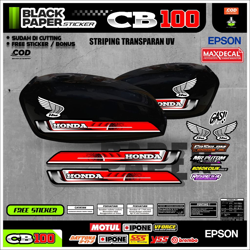 [YT 028B] แถบ UV แบบใสสําหรับ CB 100 Maxdecal Premium Minimalist Tank