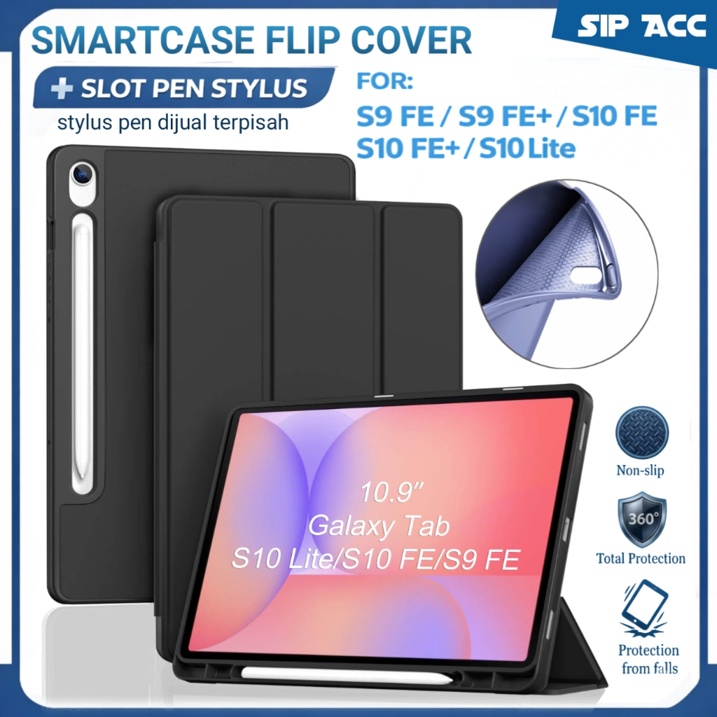 Samsung Galaxy Tab S9 Fe 10.9 Smartcase Slot Pen Stylus Flip Cover S10 Fe/ S10 Fe+ / S9 Fe+ / S10 Li